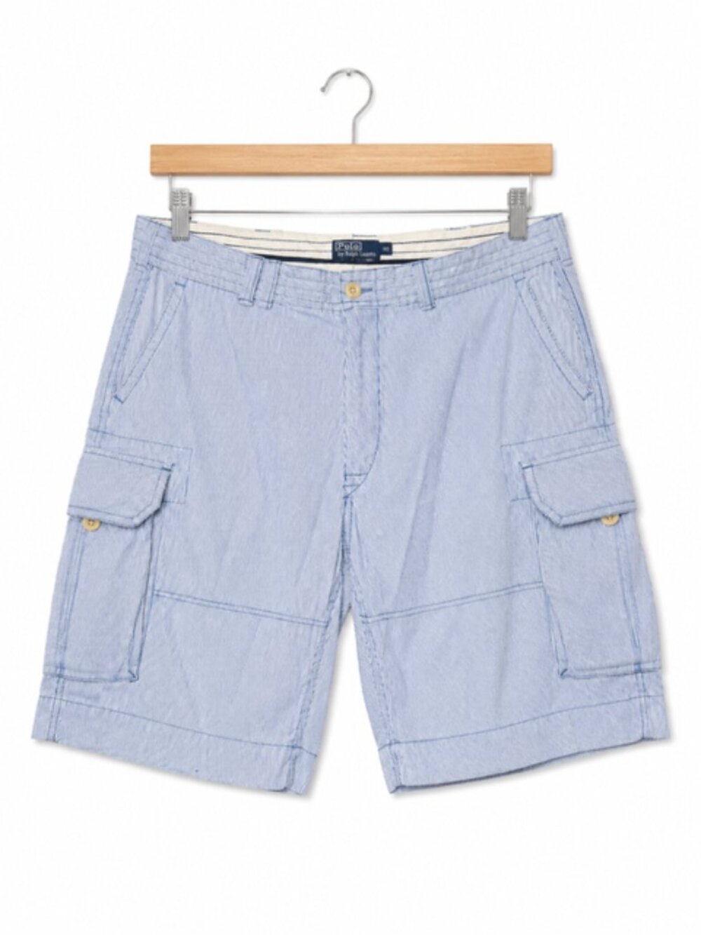 Polo Ralph Lauren Blue & White Striped Cargo Shorts Men’s Size 40 Cotton